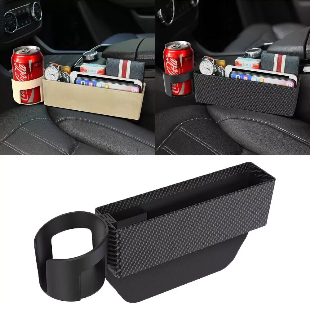 

Car Seat Crevice Storage Box Slot Multi-function Organizer Car Foldable Quilted Cup Holder Car Interior Accessories Car Storage