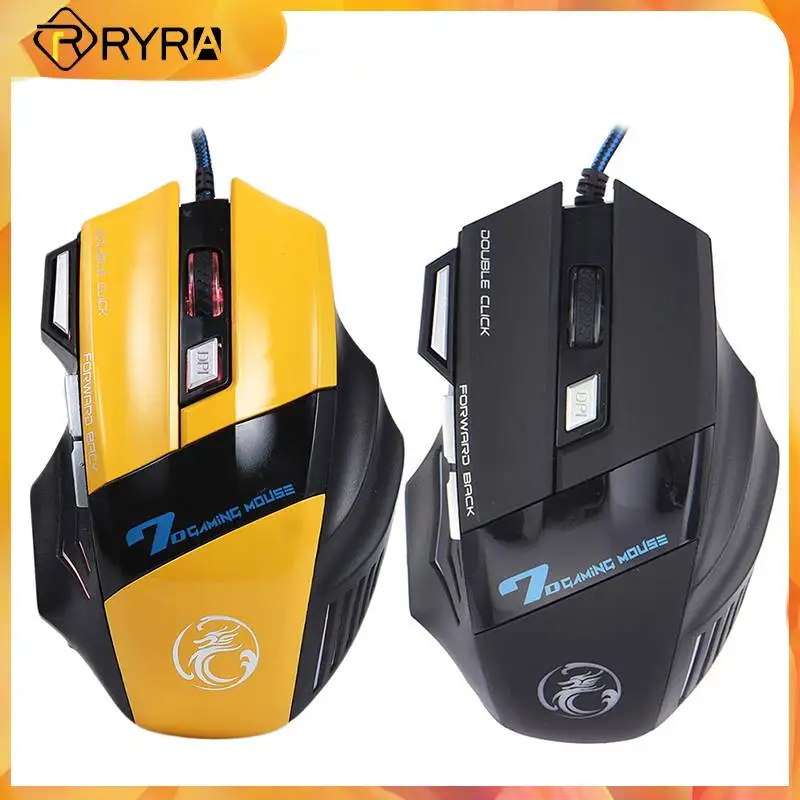 

RYRA Wired Gaming Mouse 3200DPI Silent Mice 7 Button Adapter With USB Breathing Light For PC Laptop Computer Office Accessories
