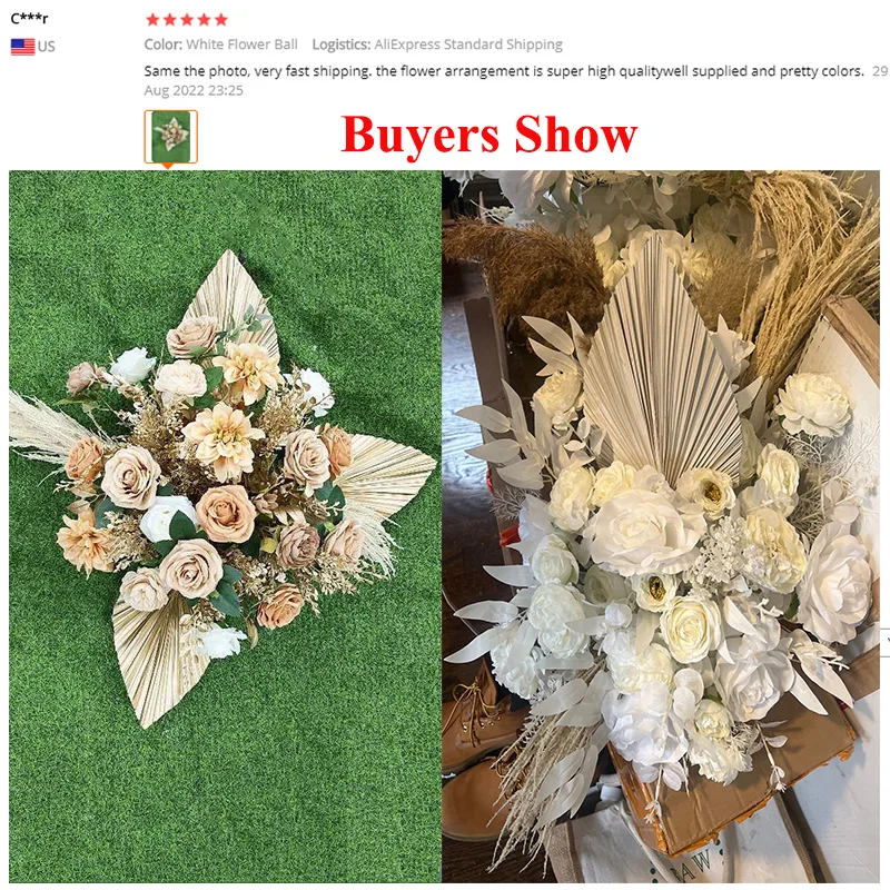 Многоразовый натуральный высушенный камыш Customized Multi-Color искусственный цветок Row для свадебной арки, декорации заднего фона и на открытом воздухе.