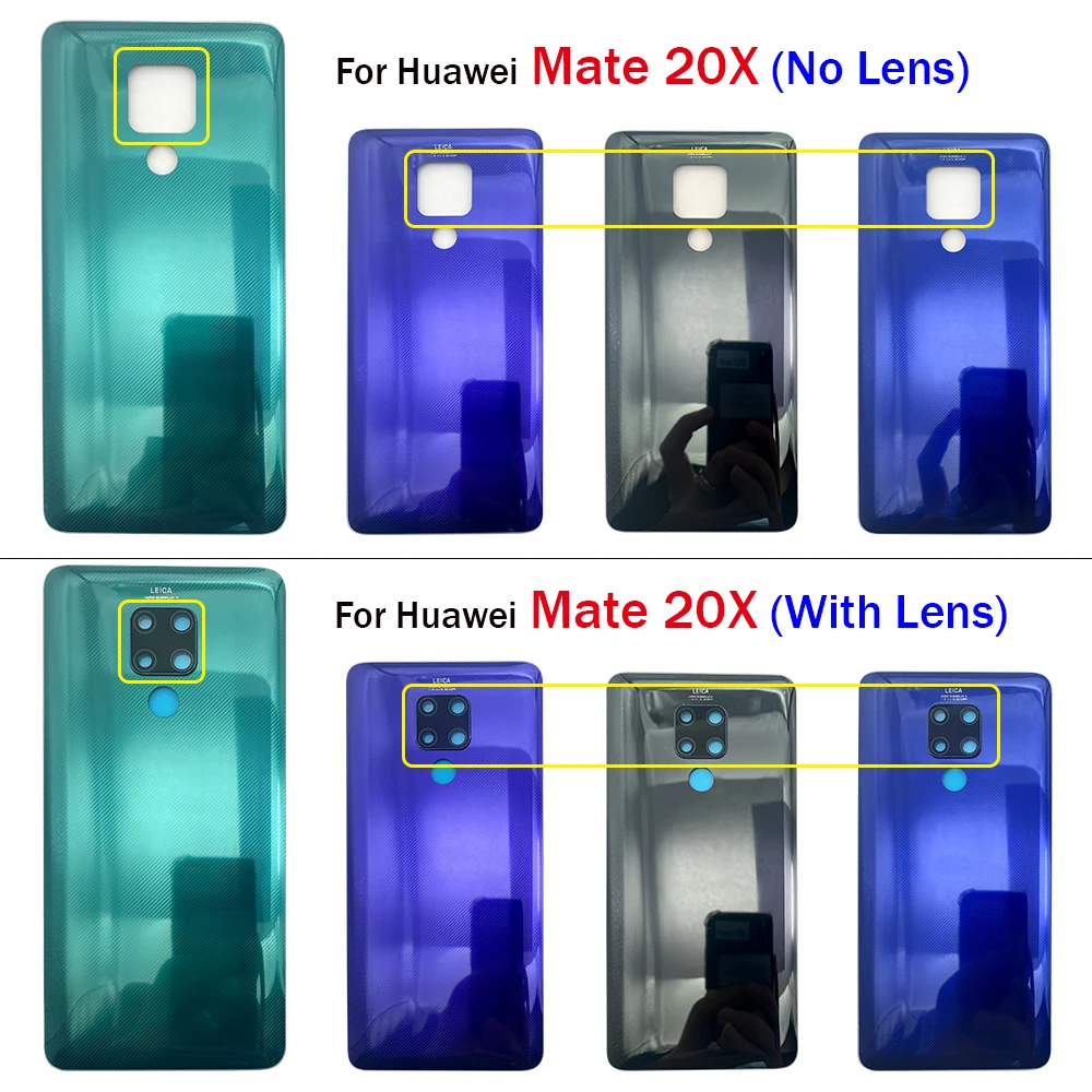 

NEW Mate 20X Housing Case Back Battery Rear Door Cover Glass Replacement With Adhesive For Huawei Mate 20X With Camera Lens