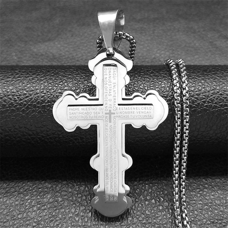 

Stainless Steel Cross Pendant Necklace for Men Women Multilayer Male Female Necklaces Chokers Golden Silver Color Jewelry N2334