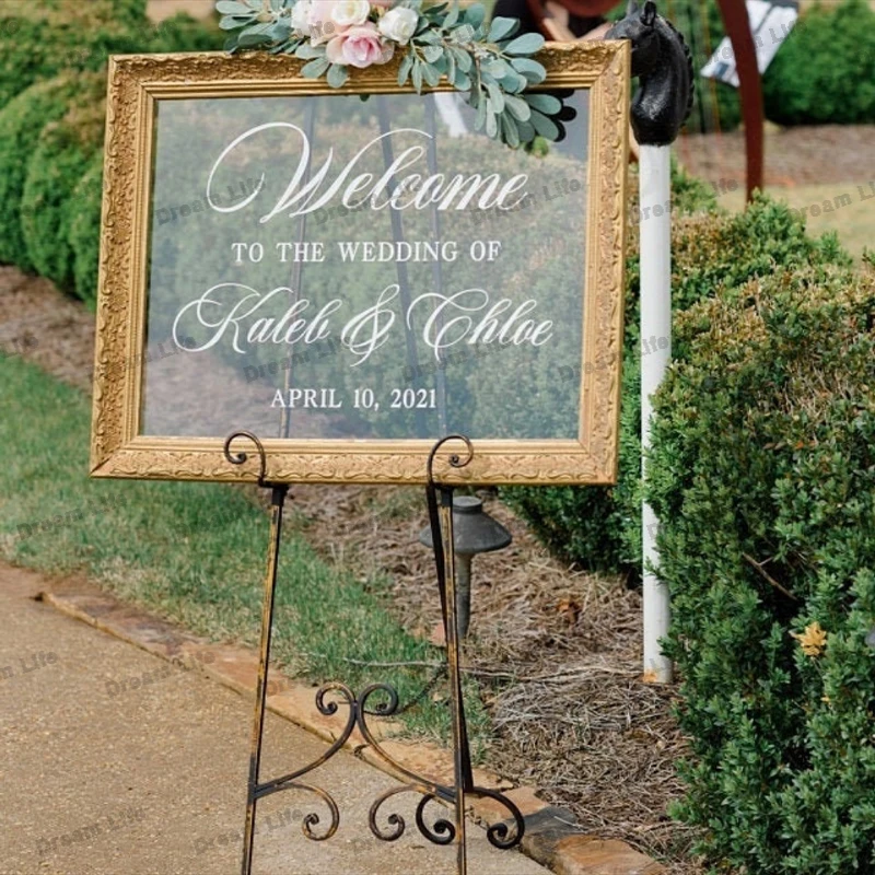 

Classic Wedding Welcome Sign Wall Sticker Personalized Couples Names and Dates Vinyl Decal Bridal Shower Sign Wedding Mirror
