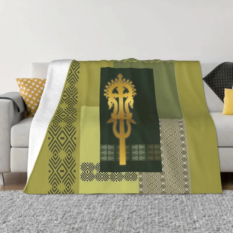 

Ethiopian Cross Art Blankets Coral Fleece Plush Decoration Bedroom Bedding Couch Bedspread