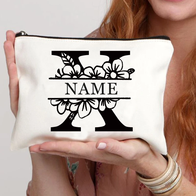 Индивидуальная сумка для макияжа с надписью цветы и Thank You