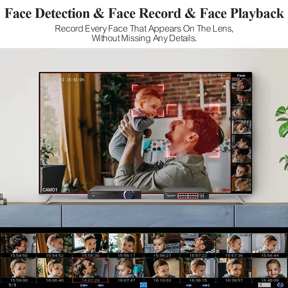 Techage H.265 32CH 4K 8MP система видеонаблюдения камера обнаружения лиц интеллектуальный