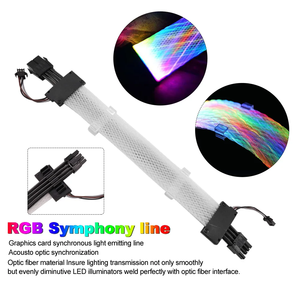 

8-Pin DIY Motherboard Graphic Card 5V A-RGB Accessories Computer GPU Extension Cable Power Mesh-type RGB Synchronous 30cm