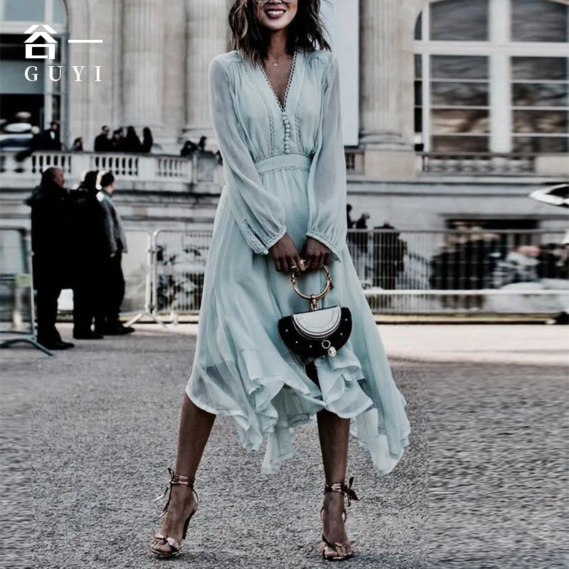

2022 Women's fashion irregular waist dress