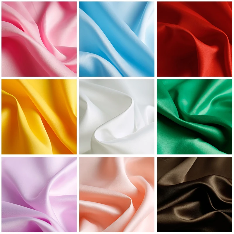 

Matte Silky Satin Fabric By the Meter Dull Face Satin Charmeuse Lining Cloth Sewing Black,White,Red,Pink,Blue,Green,Gold,Grey