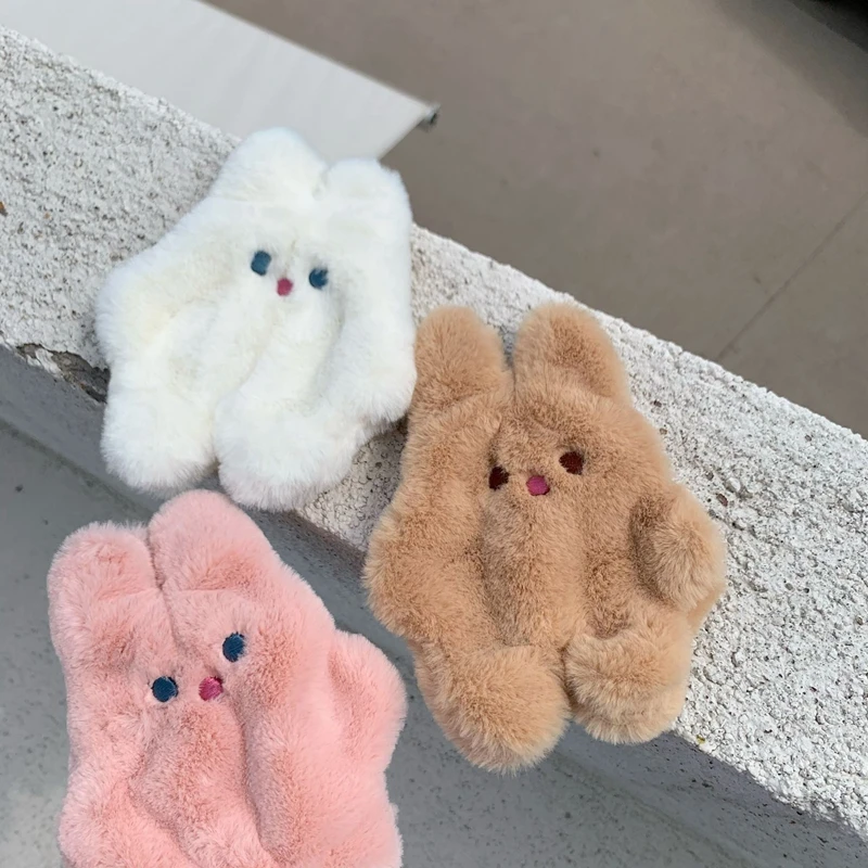 Soft Plush Rabbit Card Keys Wallet for Children Gifts Zipper Lipstick Earphone Storage Bags Mini Cute Coin Money Bags