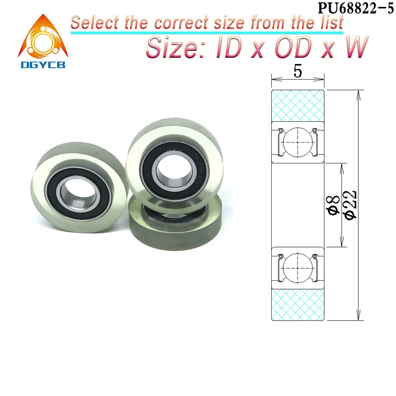 

Полиуретановые ролики dgycb 8x22 мм