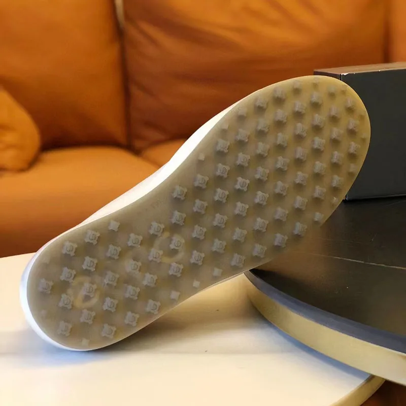 Men's Sneaker Brand High-Grade Genuine Leather Waterproof Protection Outdoor Running Sports Leisure  Golf  White Shoes