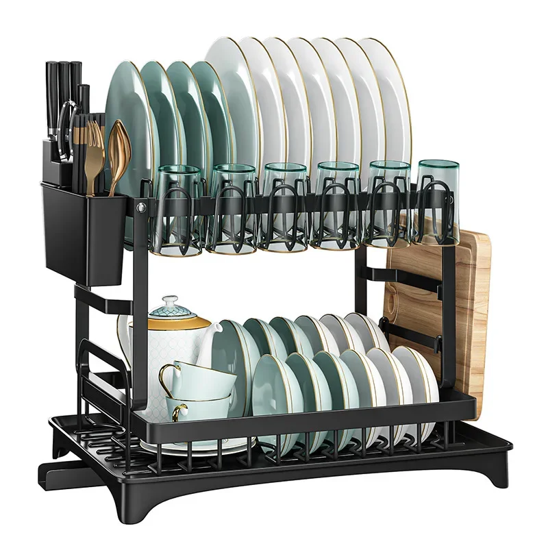 

Kitchen Storage Organizer Bowl Double-layer Household New Basket Box Draining Cage Tray With Tableware Rack 2023 Chopstick Dish