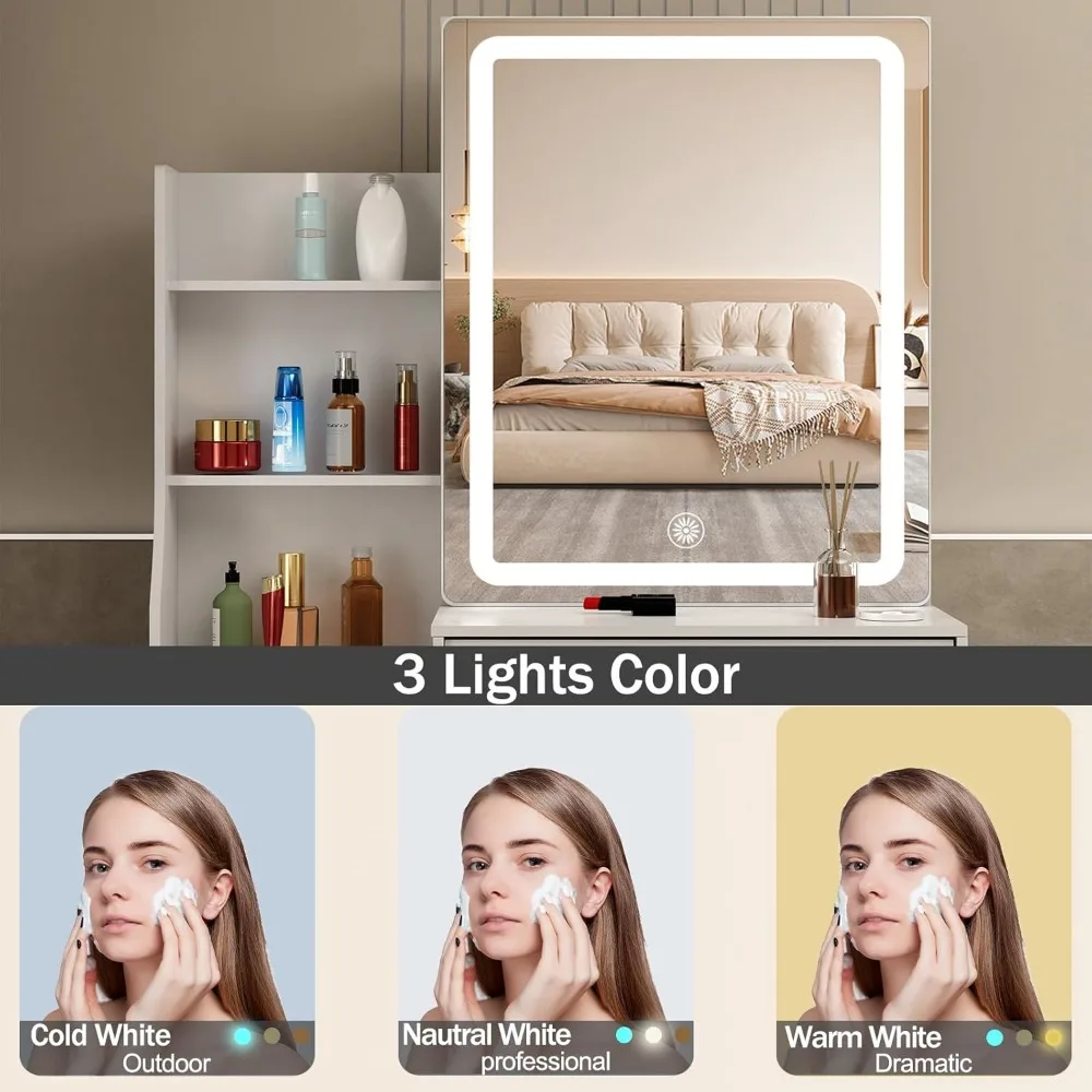 Столик для макияжа табурет/стул туалетного столика набор девочек с подсветкой