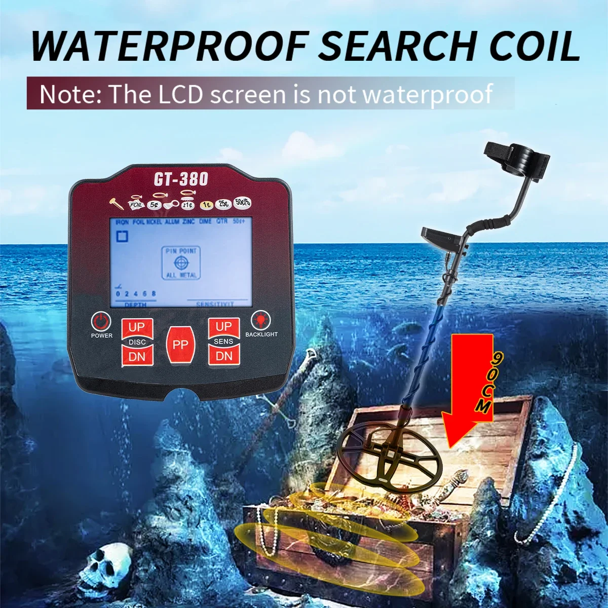 Металлоискатель Кладоискатель GT380 13 дюймов профессиональный подземный