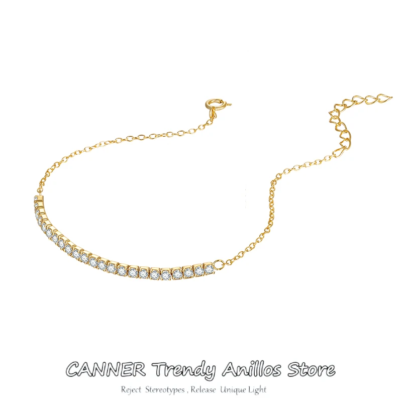 

CANENR 925 Sterling Silver Full of Rhinestones Bracelet For Women Luxury Square Zircon Bracelet Bride Gift Banquet Party Jewelr
