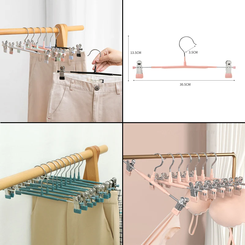 

10pcs Stainless Steel Pant Skirt Hangers with Clips Non-Slip for Heavy Duty Ultra Thin Space Saving Hangers Drop Shipping