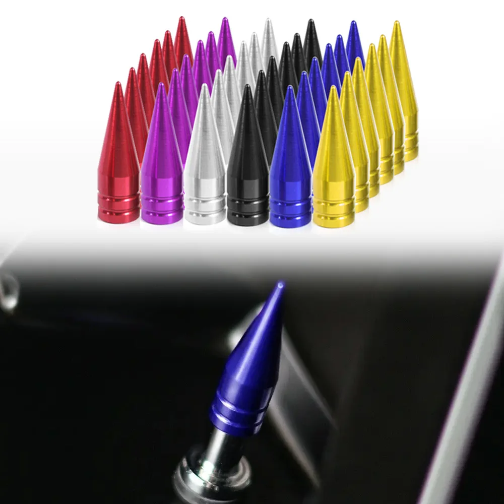 

4 CHROME SPIKED VALVE STEM CAPS METAL THREAD KIT/SET FOR RIM WHEELS TIRES P6
