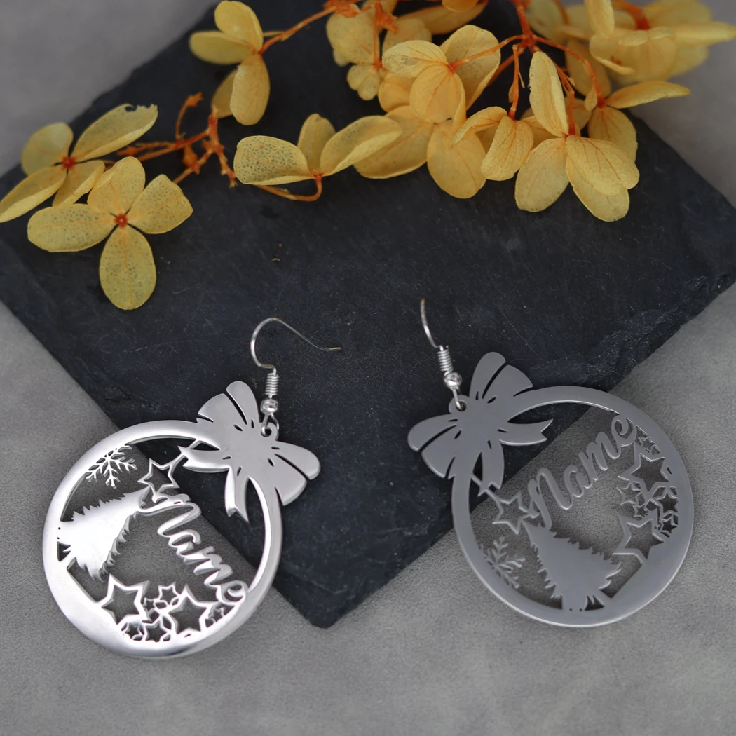 Нержавеющая сталь персонализированное имя висячие серьги женские ювелирные