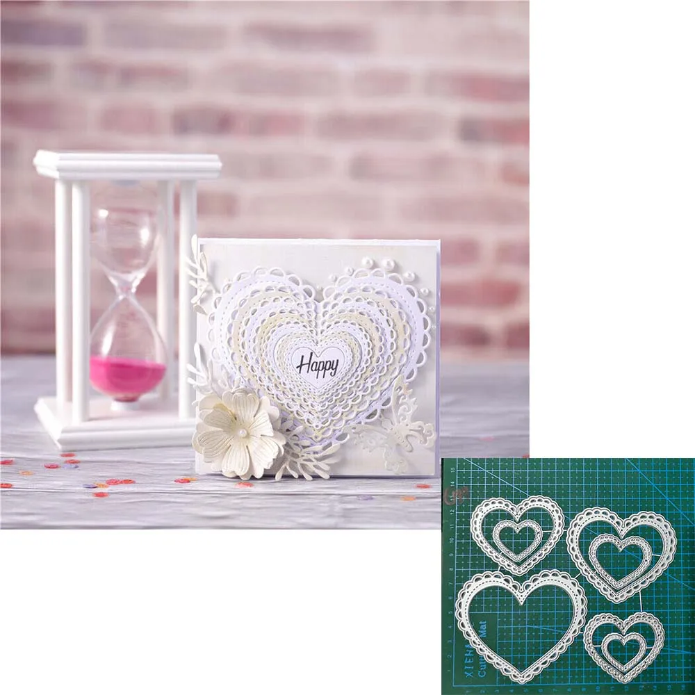 

Heart Dies Background Metal Cutting Die Photo Album Paper Card Template Stencils for Diy Scrapbooking Embossing Mold Stencils