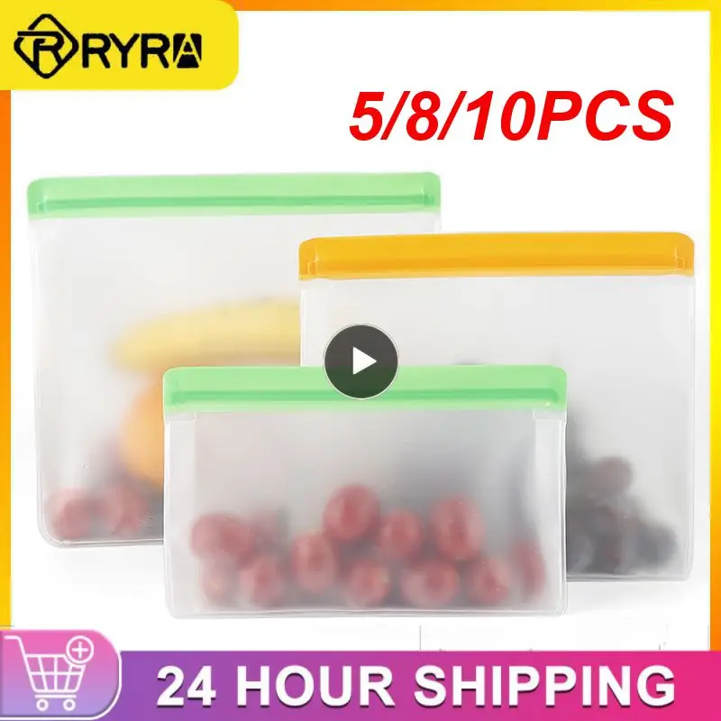 

Translucent Frosted PEVA Food Storage Bag Refrigerator Food Storage Fresh-keeping Bag Reusable Zip Shut Bags Food Storage Bags