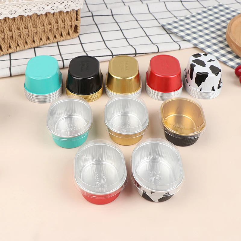 

Disposable Aluminium Foil Baking Cups Heat Resistant Cupcake Liner Molds Baking Pan Tray Dessert Cake Box With Lid Pastry Tools