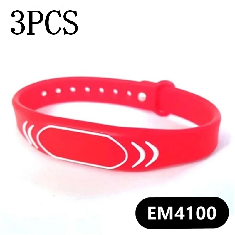 125Khz RFID Bracelet Silicone Wristband 3Pcs/lot Adjustable Smart TK4100 EM4100 Read Only ID Card Wrist Band Strap Blue Black