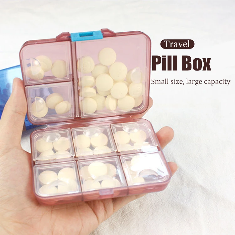 

9-Grid Pill Box Organiser Weekly Daily Plastic Square Pill Organizer Storage Case Box Hat Mini Medicine Pill's Storage Organizer