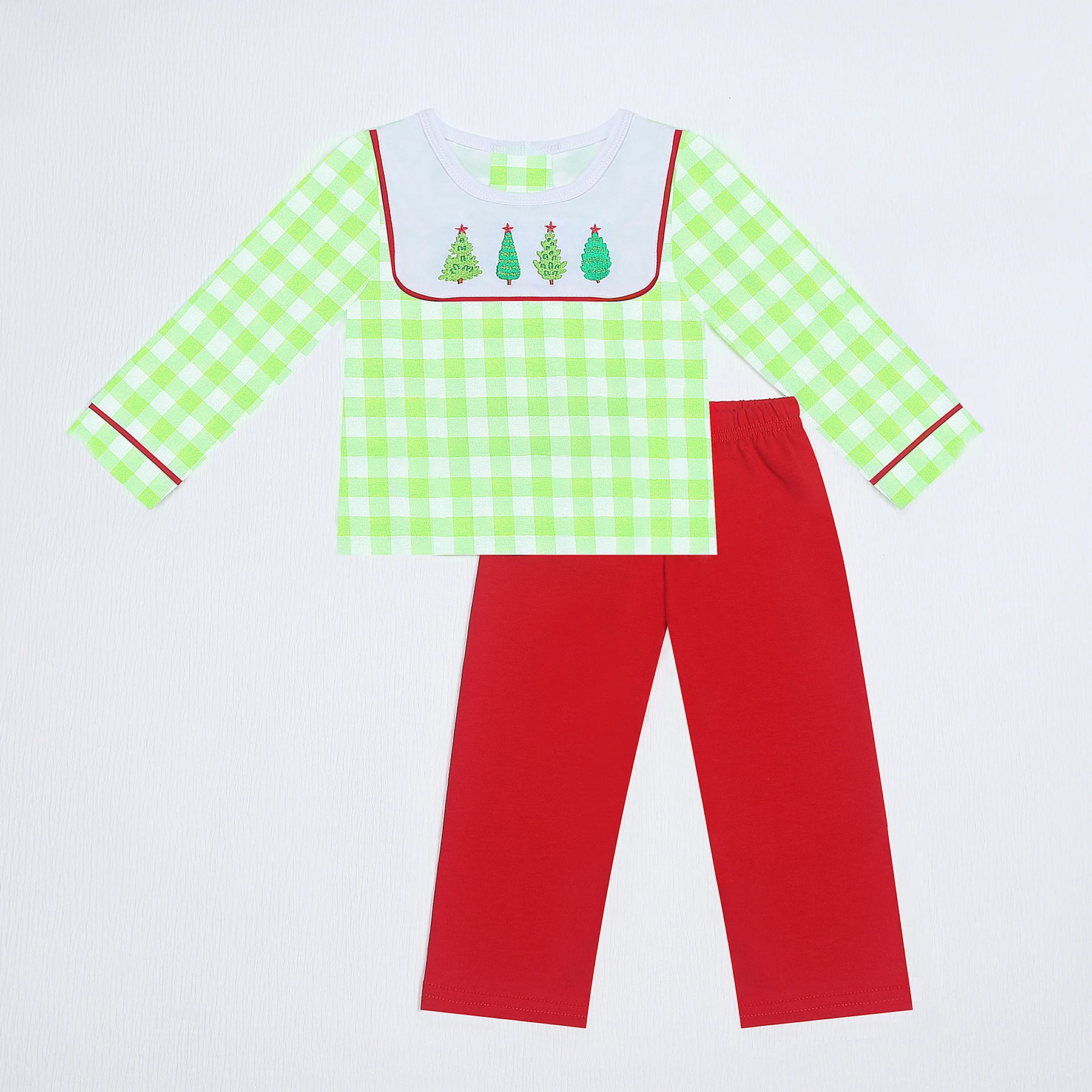 

Christmas Suit Baby Boys Clothes Set Tree Embroidery Bodysuit Children's T-shirts Toddler Lattices Red Pants Kids 1-8T Outfits