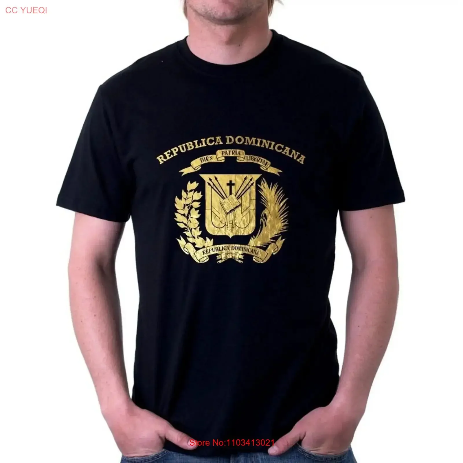 Фото Футболка Dominican DR Shield Camiseta Dominicana Герб Camisillas Escudo Dominicano винтажная стираная удобная растянутая футболка №1