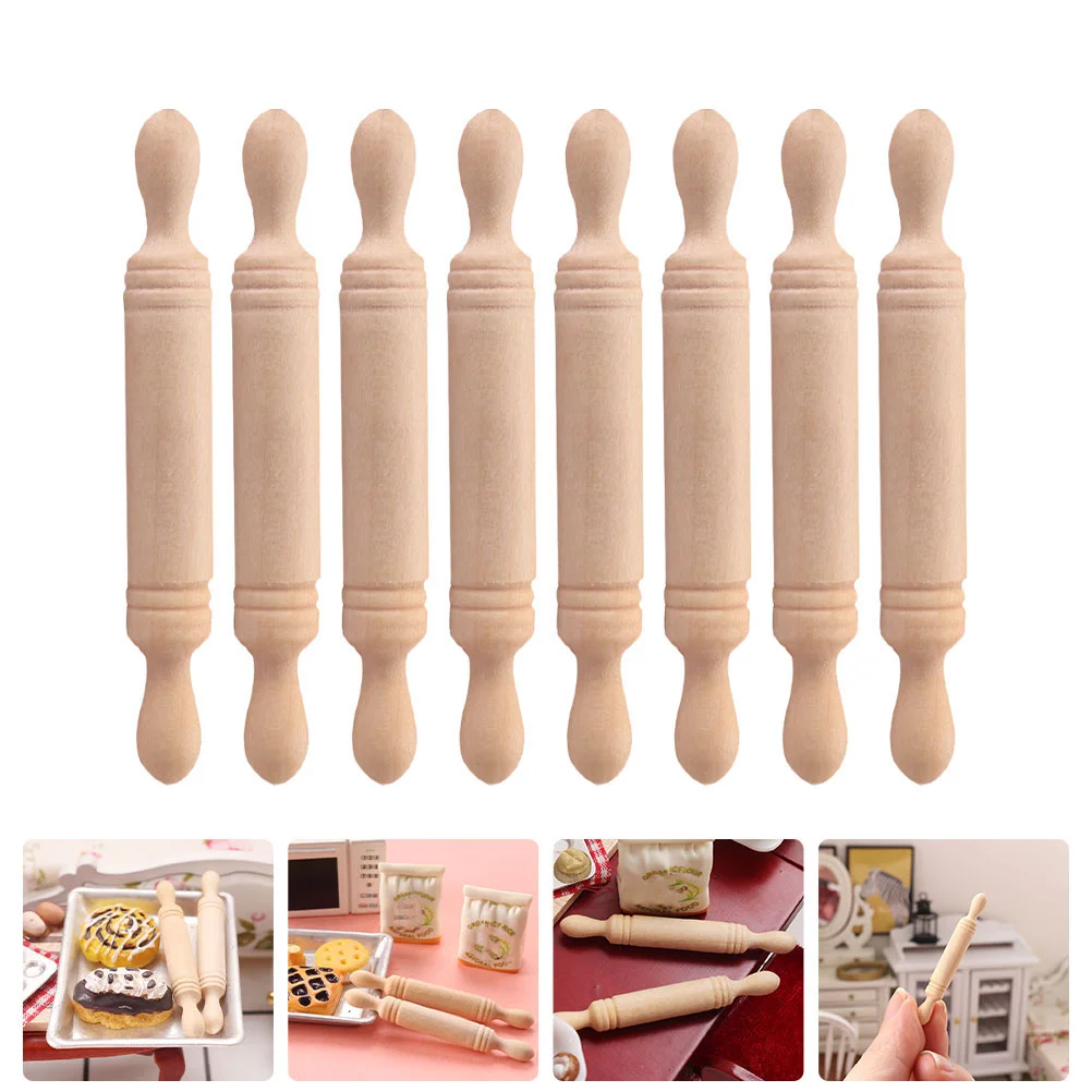 

Rolling Pin Mini Dollhouseminiature Kitchen Wooden Roller Bakingkids House Accessories Toypretend Crafts Cooking Furniture Tools