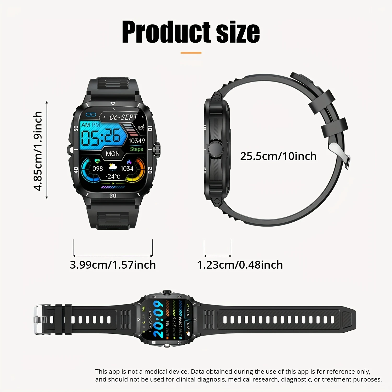 1pc Smart Watch For Women Men 3 ATM Waterproof Wireless Call Android And 4.98cm IPS HD Screen 430mAh Long Ba