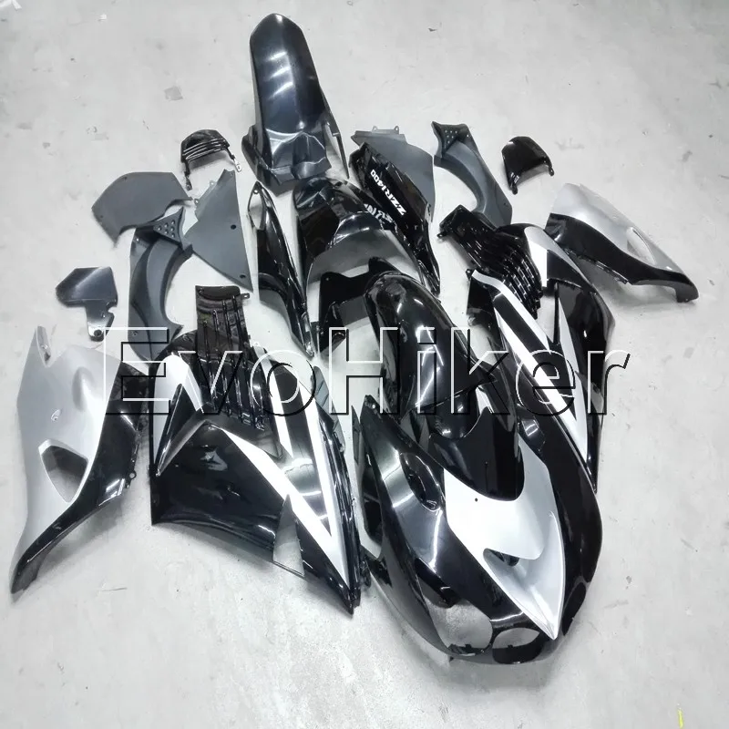 Комплект обтекателей для впрыска ZX-14R 2006 2007 2008 2009 2010 2011 серебристо-черный ZX14R 06 07 08