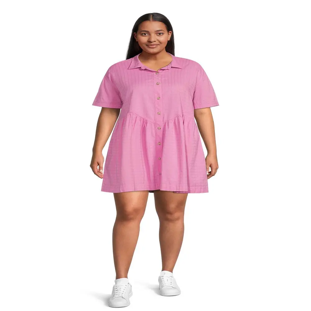 

HMCN Women`s Plus Size Woven Shirt Dress
