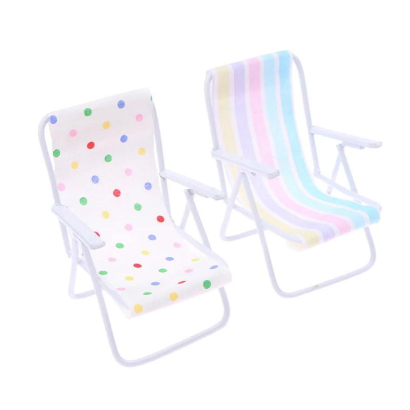 1:12 миниатюрный металлический шезлонг для кукольного домика пляжное кресло