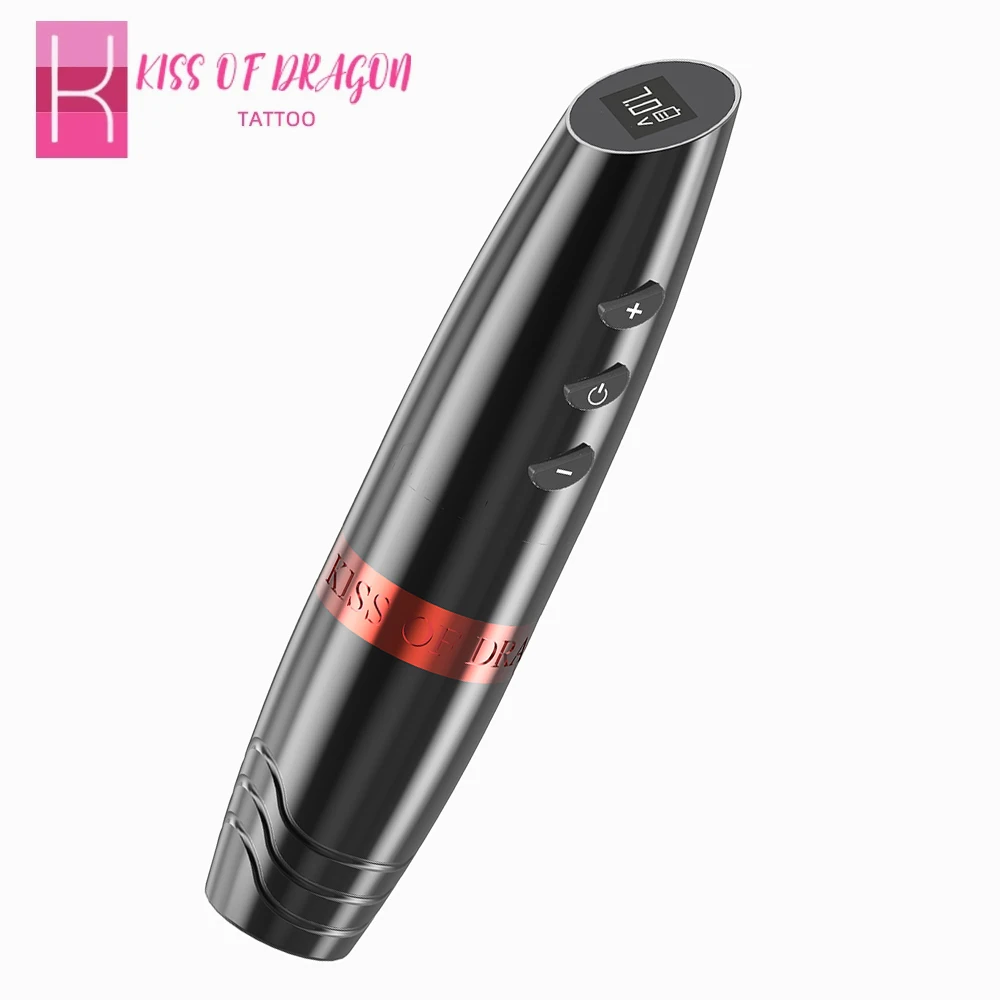 KISS OF DRAGON Professional Wireless Tattoo Machine Pen Gun Powerful Motor LED Display Fast Charging For Artist Body