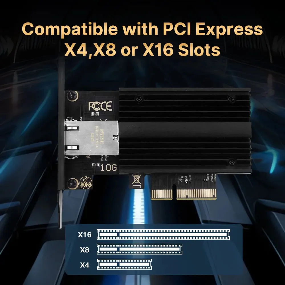 Фото Сетевая карта PCIe на RJ45 10 Гбит/с AQC113C 1G 2.5G 5G 10G Гигабитный Ethernet адаптер LAN PCI Express для настольного ПК с Windows 10/11 №3