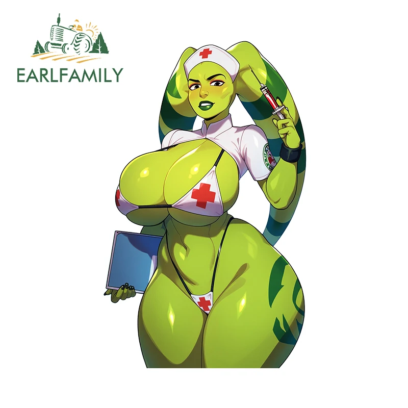 

EARLFAMILY 13 см x 8 см пушистые наклейки с огромной грудью инопланетянина, наклейки Waifu, грудь, бикини Ecchi, горячая попа, автомобильные аксессуары, наклейки