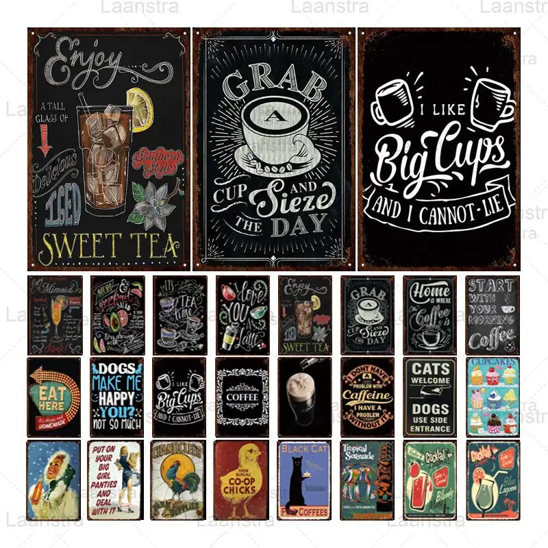

Metal Tin Sign Coffee Cocktail Cupcake Poster Retro Wall Art for Cafe Coffee House Bar Pub Restaurant Kitchen Decor Home Decor