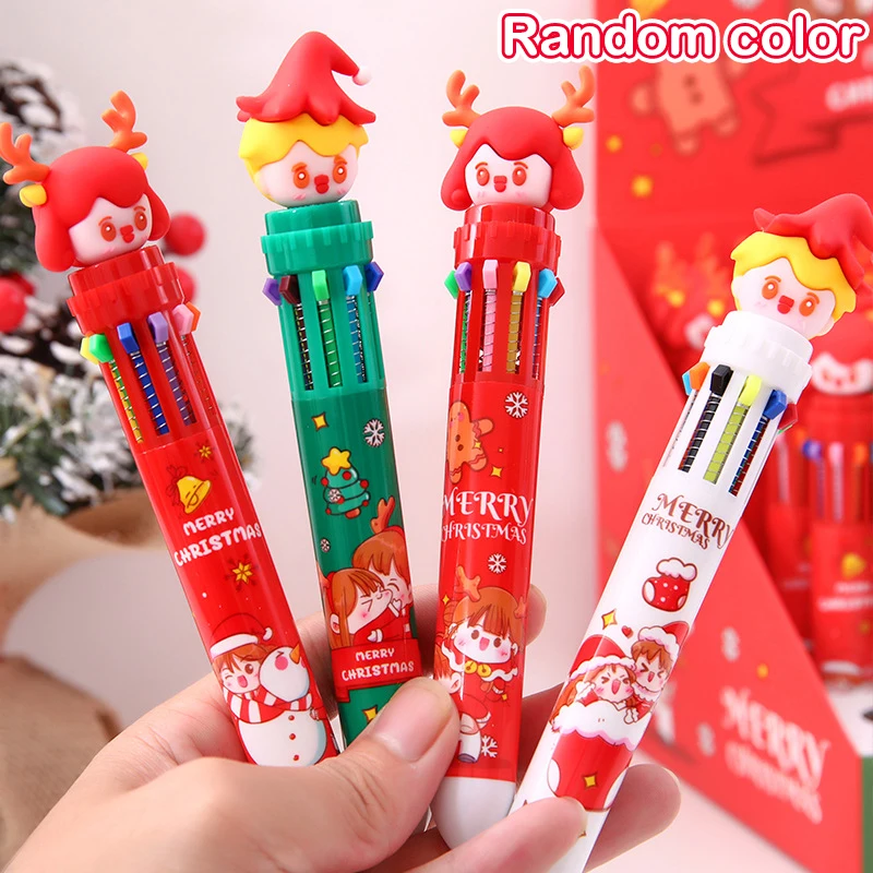 

Cartoon Colorful Pen Santa Claus Xmas Tree Deer Ballpoint Pen Merry Christmas Gifts Stationery Writing Tool Office School Supply