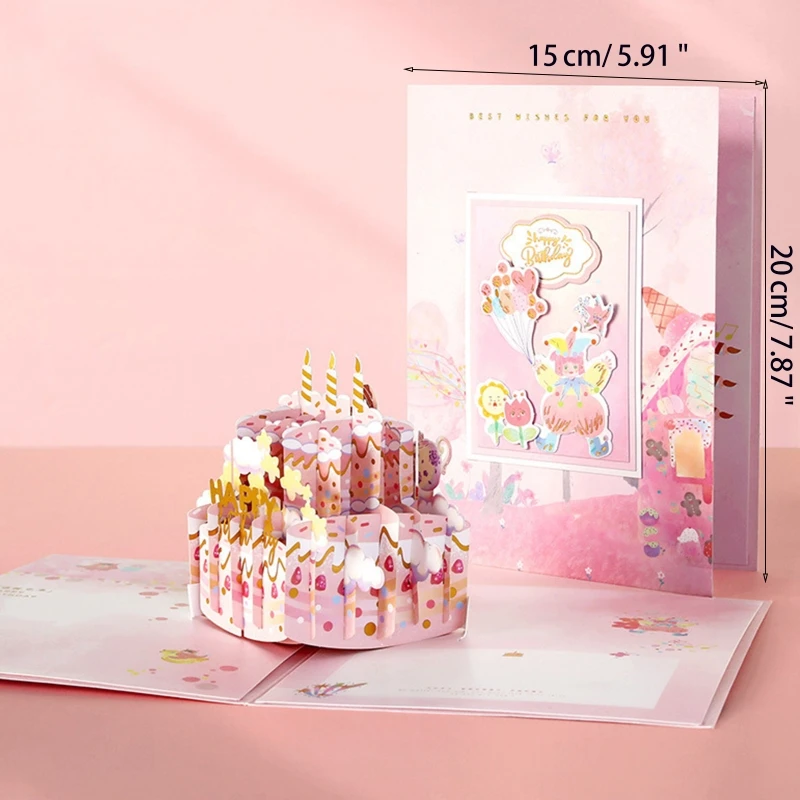 3D открытка на день рождения открытки ручной работы с выдвижным тортом