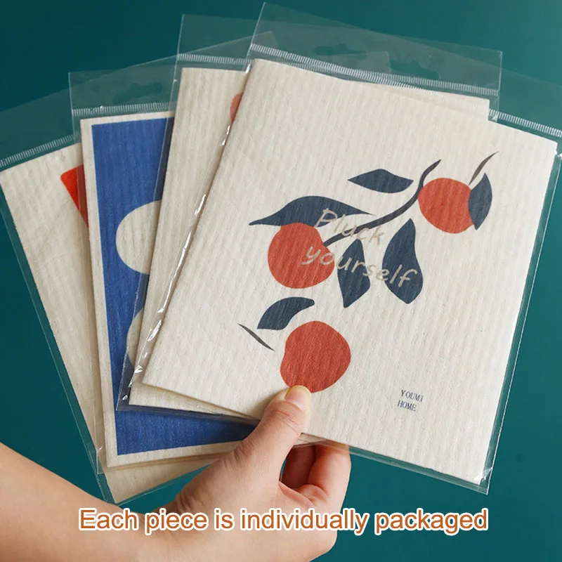 5 шт. мультяшная кухонная целлюлозная салфетка многоразовая влажная