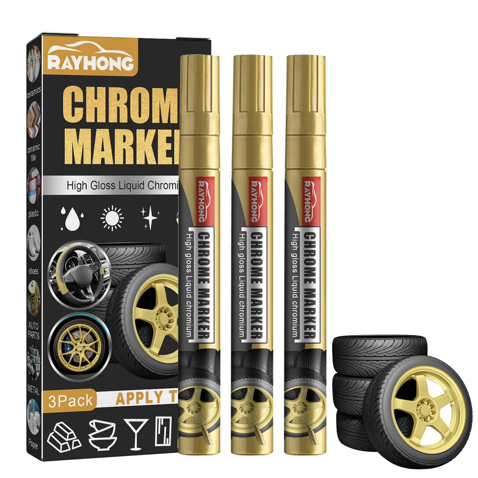

Chrome Marker Pen White Paint Pen Marker Waterproof Tyre Markers For Car Tires Waterproof Car Tire Pen Suitable For Rubber Metal