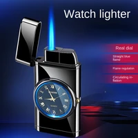 flat head straight punch watch lighter inflatable creative electronic watch lighter smoking set