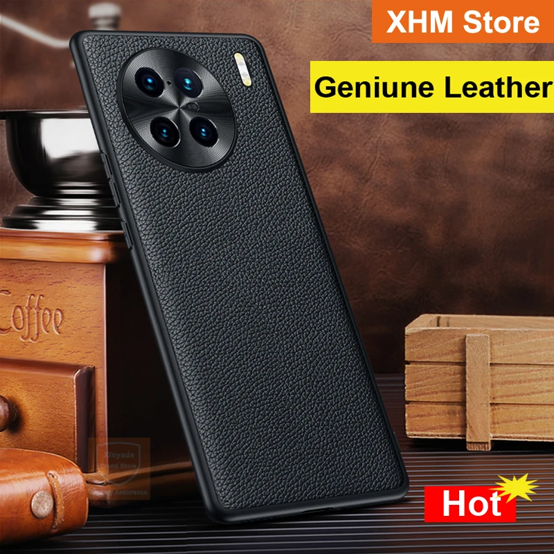 

Geniune Leather Phone Case For Vivo X90 Pro Plus X Note Cowhide Bumper Cover For Vivo X90 Pro Plus X80 Pro Case Coque