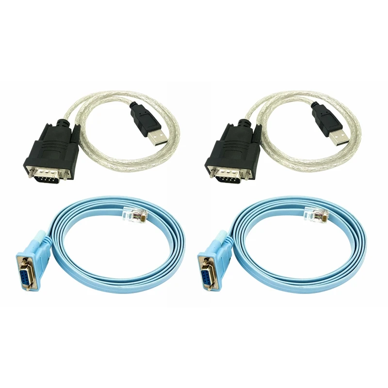 

2X RJ45 Network Cable Serial Cable Rj45 To DB9 And RS232 To USB (2 In 1) CAT5 Ethernet Adapter LAN Console Cable