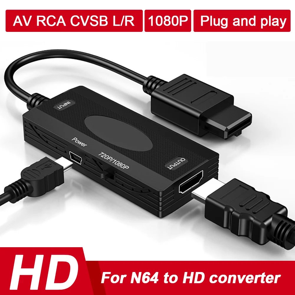 

For N64 To HDMI-compatible Converter 1080P For N64 Nintendo 64/SNES Gamecube Retro Video Game Console HD Cable Plug And Play