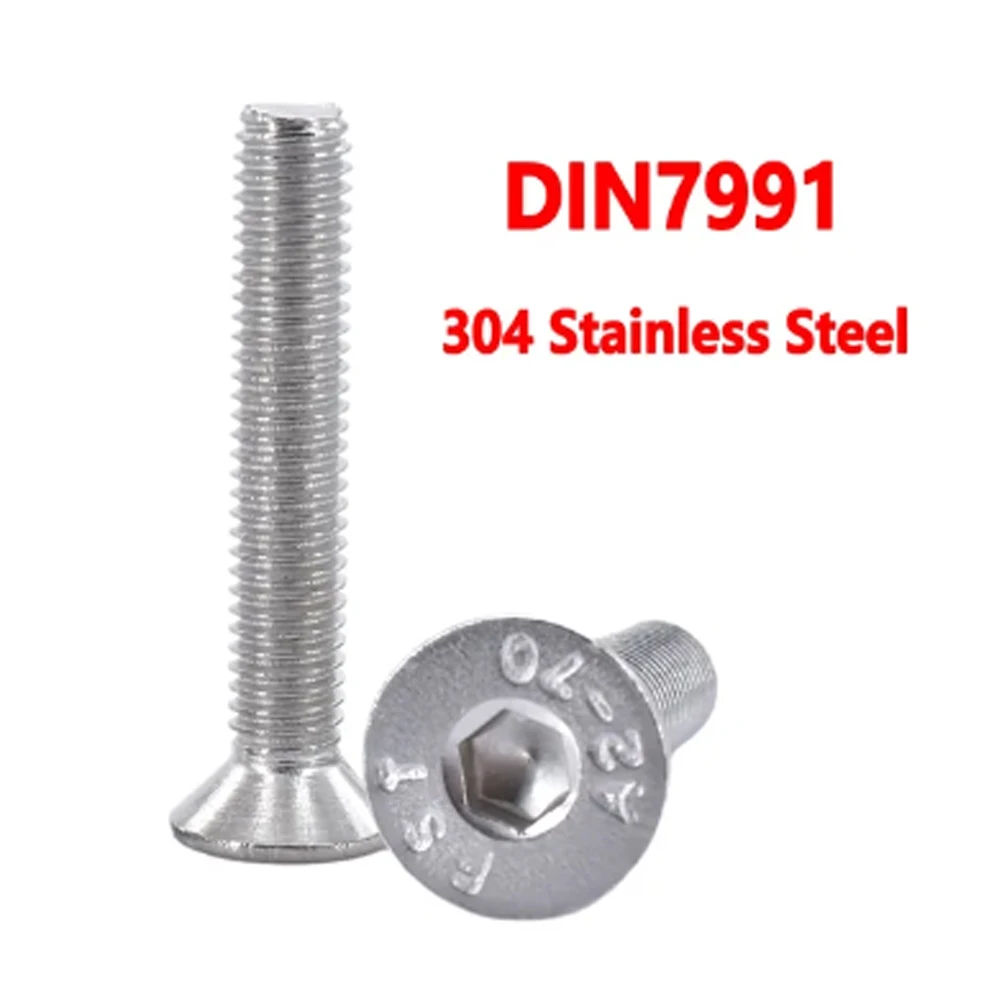 

Винт с шестигранной головкой из нержавеющей стали 304, DIN912, болт с шестигранной головкой, металлические машинные винты DIN7991 A2, винты M2 M2,5 M3 M4 M5 M6 M8