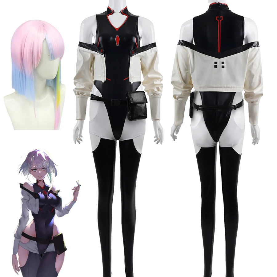 

Anime Cyberpunk Edgerunners Lucy Cosplay Costume Sexy Bodysuit Jumpsuit Jacket Suit Lucy Wig Halloween Costumes Outfit for Women