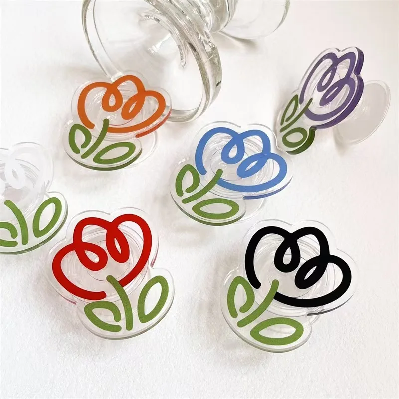 Симпатичный прозрачный маленький цветочный фотодержатель разноцветный тюльпан