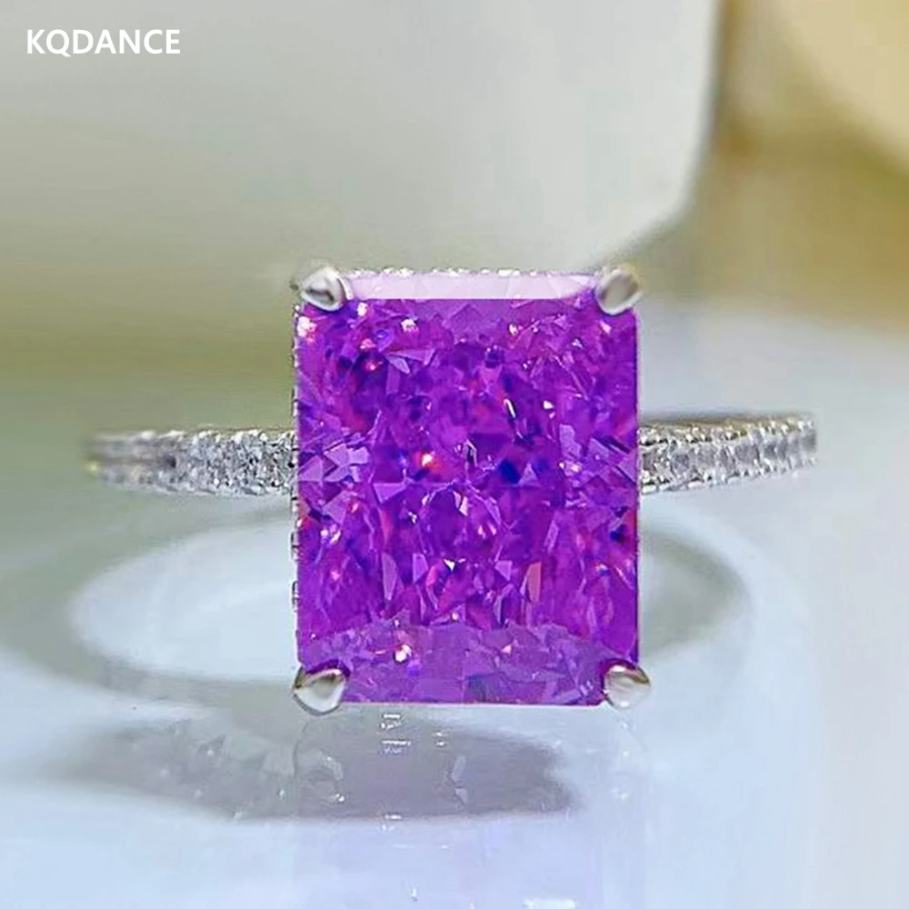 

KQDANCE Luxury 925 Sterling silver Simulated Amethyst gemstones moissanite Diamond Rings with Purple stone Wedding Jewelry 2022